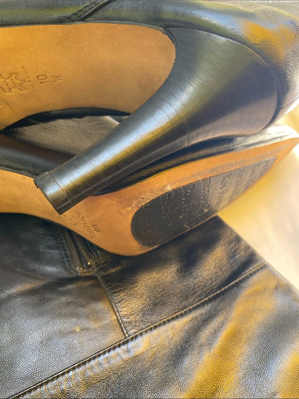 ROS HOMMERSON VINTAGE Classic Black Over-the-Knee Women's Leather Boots Size 10W